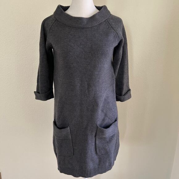 Zara Knit Dress Midi SZM Grey Sweater Front Pockets - Picture 1 of 12